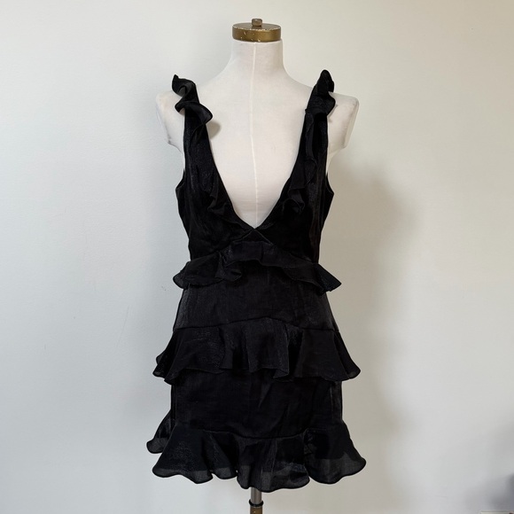 House of Harlow 1960 Black Ruffle Mini Dress black cocktail mini dresss size Med - Picture 5 of 5